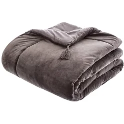 Atmosphera Créateur D'Intérieur Edredon Sonia en velours - gris 80x180 cm - Atmosphera