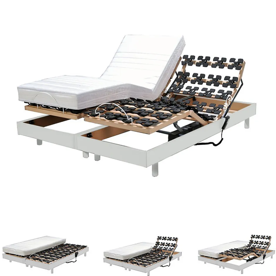 Weber Industries Ensemble 2 sommiers relaxation électrique FLEXPALACE 80x200 / Blanc Best