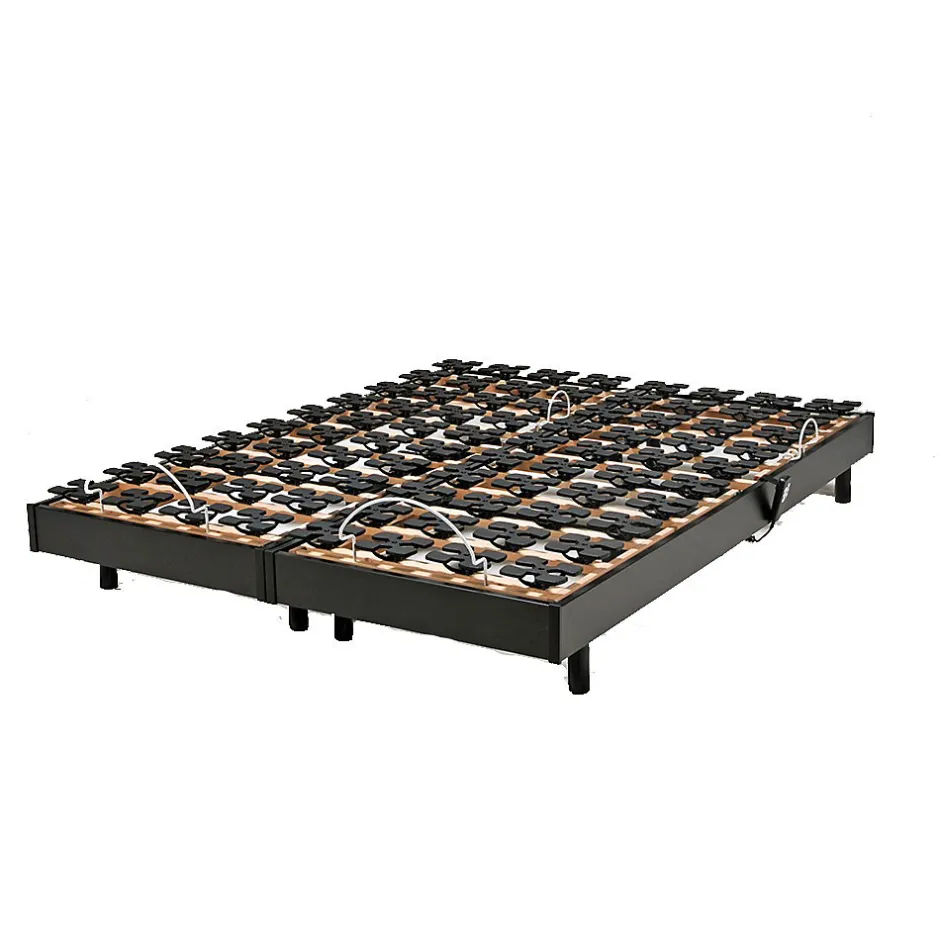 Weber Industries Ensemble 2 sommiers relaxation électrique FLEXPALACE 80x200 + 2 matelas mémoire de forme / Noir