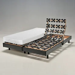 Weber Industries Ensemble 2 sommiers relaxation électrique FLEXPALACE 80x200 + 2 matelas mémoire de forme / Noir