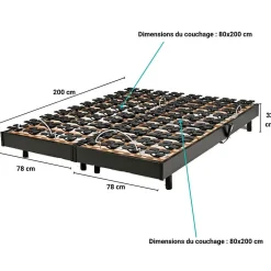 Weber Industries Ensemble 2 sommiers relaxation électrique FLEXPALACE 80x200 + 2 matelas mémoire de forme / Noir