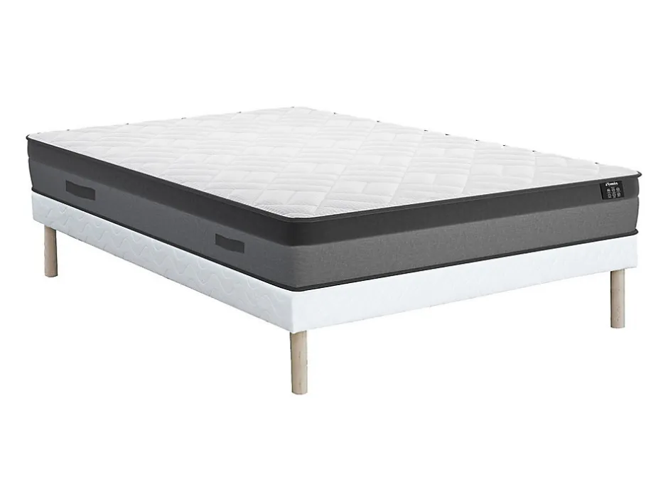 Vente-unique Ensemble 140 x 190 cm sommier + matelas ressorts ensachés et mémoire de forme ép.24cm - ILLUSION de YSMÉE