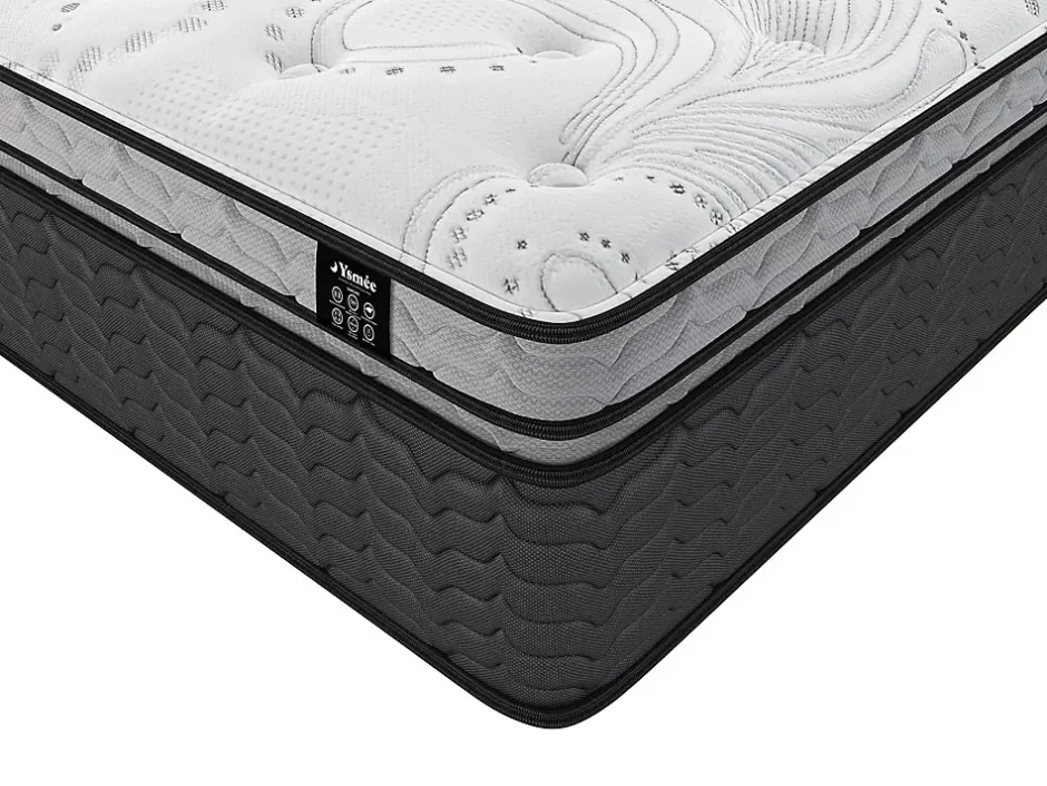 Vente-unique Ensemble 140 x 190 cm sommier + matelas hybride ressorts ensachés et surmatelas intégré ép.30cm - GAMIANI de YSMÉE Discount