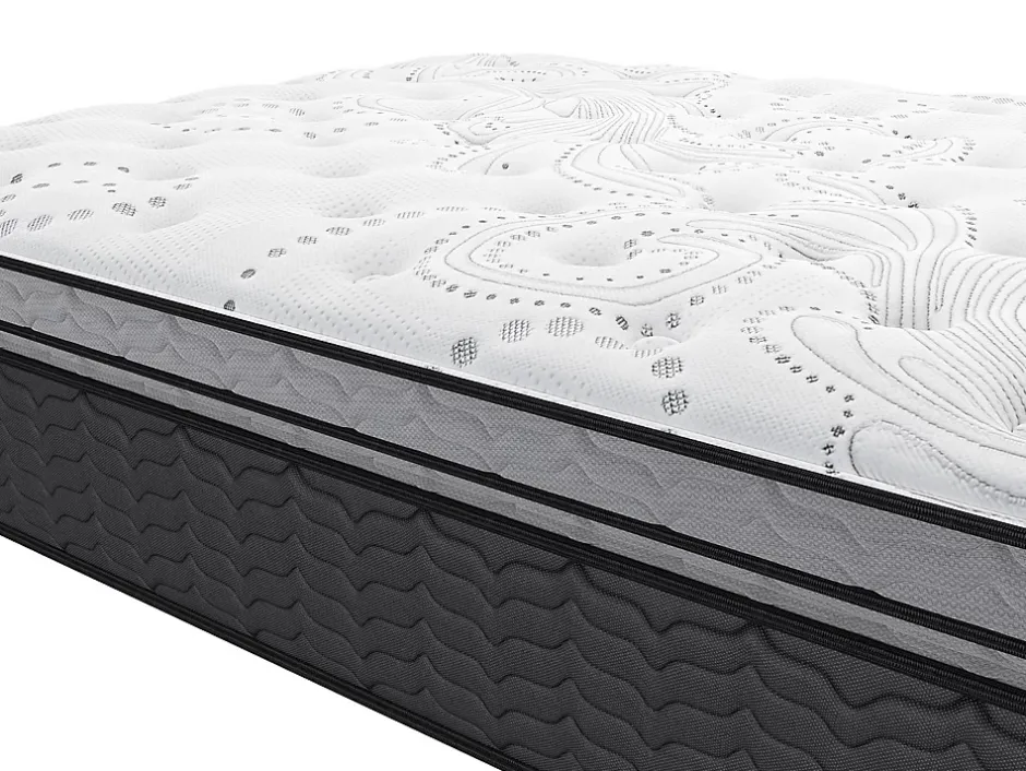 Vente-unique Ensemble 140 x 190 cm sommier + matelas hybride ressorts ensachés et surmatelas intégré ép.30cm - GAMIANI de YSMÉE Discount