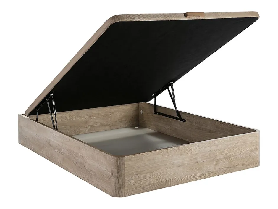 Vente-unique Ensemble 140 x 190 cm sommier coffre naturel clair + matelas ressorts ensachés 7 zones et mémoire de forme ép.24cm - MERISI de Online