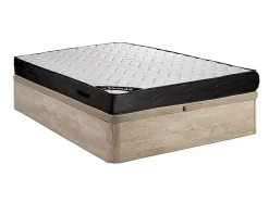 Vente-unique Ensemble 140 x 190 cm sommier coffre naturel clair + matelas ressorts ensachés 7 zones et mémoire de forme ép.24cm - MERISI de Online