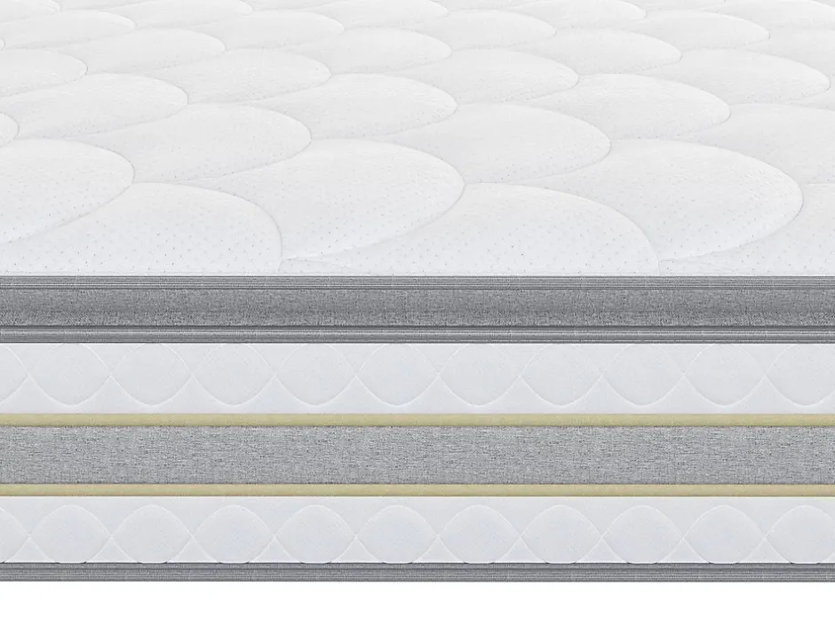 Vente-unique Ensemble 140 x 190 cm sommier coffre blanc + matelas ressorts ensachés et surmatelas intégré ép.29cm - CANTERBURY de YSMÉE