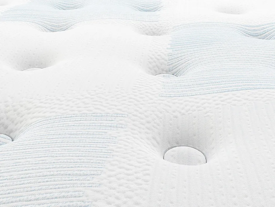 Vente-unique Ensemble 160 x 200 cm sommier coffre naturel clair + matelas ressorts ensachés 7 zones et accueil gel à mémoire de forme ép.23cm -