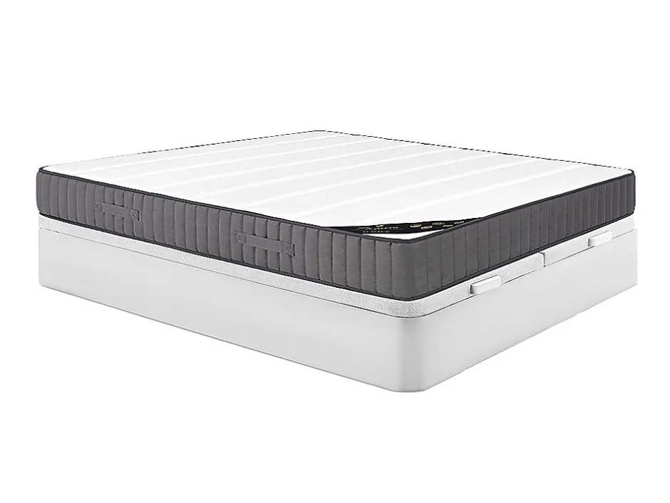 Vente-unique Ensemble 180 x 200 cm sommier coffre blanc + matelas hybride ressorts ensachés 7 zones et mousse haute résilience ép.26cm - AUDACE New