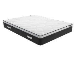 Vente-unique Ensemble 160 x 200 cm sommier coffre blanc + matelas hybride ressorts ensachés et mémoire de forme ép.25cm - ASTRIA Art Collection