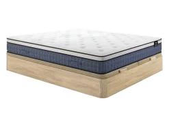 Vente-unique Ensemble 180 x 200 cm sommier coffre naturel clair + matelas ressorts ensachés 7 zones et accueil gel à mémoire de forme ép.23cm - New