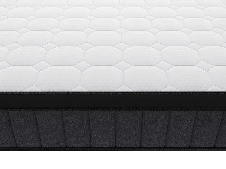 Vente-unique Ensemble 160 x 200 cm sommier coffre blanc + matelas hybride ressorts ensachés 7 zones et gel à mémoire de forme ép.25cm - TOLCA Outlet