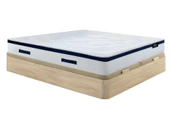 Vente-unique Ensemble 180 x 200 cm sommier coffre naturel clair + matelas hybride ressorts ensachés ép.30cm - MARQUIS de PALACIO