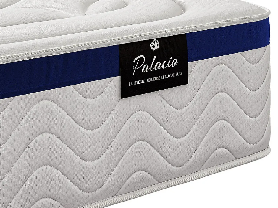 Vente-unique Ensemble 180 x 200 cm sommier coffre naturel clair + matelas hybride ressorts ensachés ép.30cm - MARQUIS de PALACIO