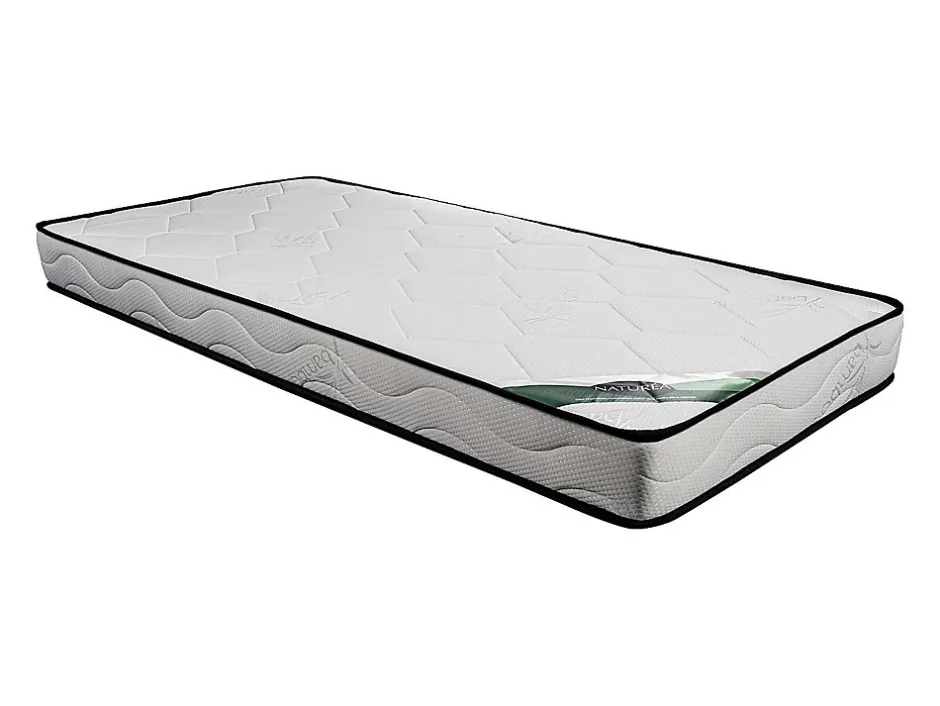 Vente-unique Ensemble 90 x 190 cm sommier coffre naturel clair + matelas mousse et coutil bambou ép.15cm - KANANI de NATUREA