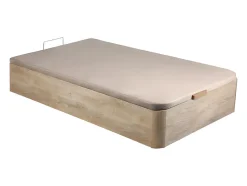 Vente-unique Ensemble 90 x 190 cm sommier coffre naturel clair + matelas mousse et coutil bambou ép.15cm - KANANI de NATUREA