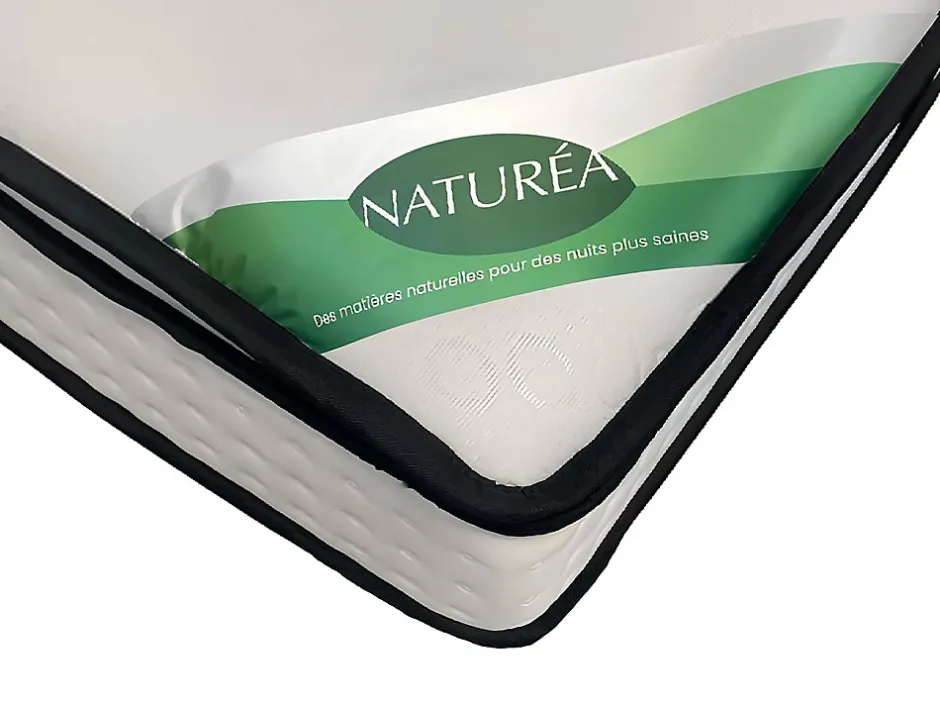 Vente-unique Ensemble 160 x 200 cm sommier tapissier + matelas ressorts ensachés 7 zones surmatelas intégré et coutil bambou ép.26cm - MIREZA Sale