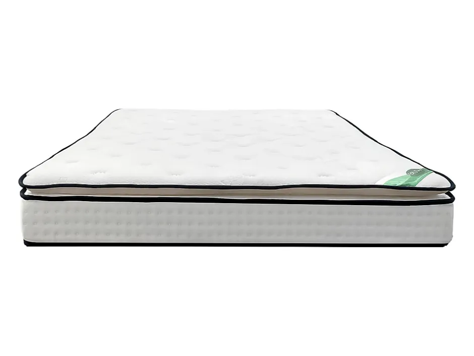 Vente-unique Ensemble 160 x 200 cm sommier tapissier + matelas ressorts ensachés 7 zones surmatelas intégré et coutil bambou ép.26cm - MIREZA Sale