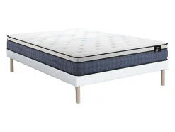 Vente-unique Ensemble 140 x 190 cm sommier tapissier + matelas ressorts ensachés 7 zones et accueil gel à mémoire de forme ép.23cm - VARNO de Sale