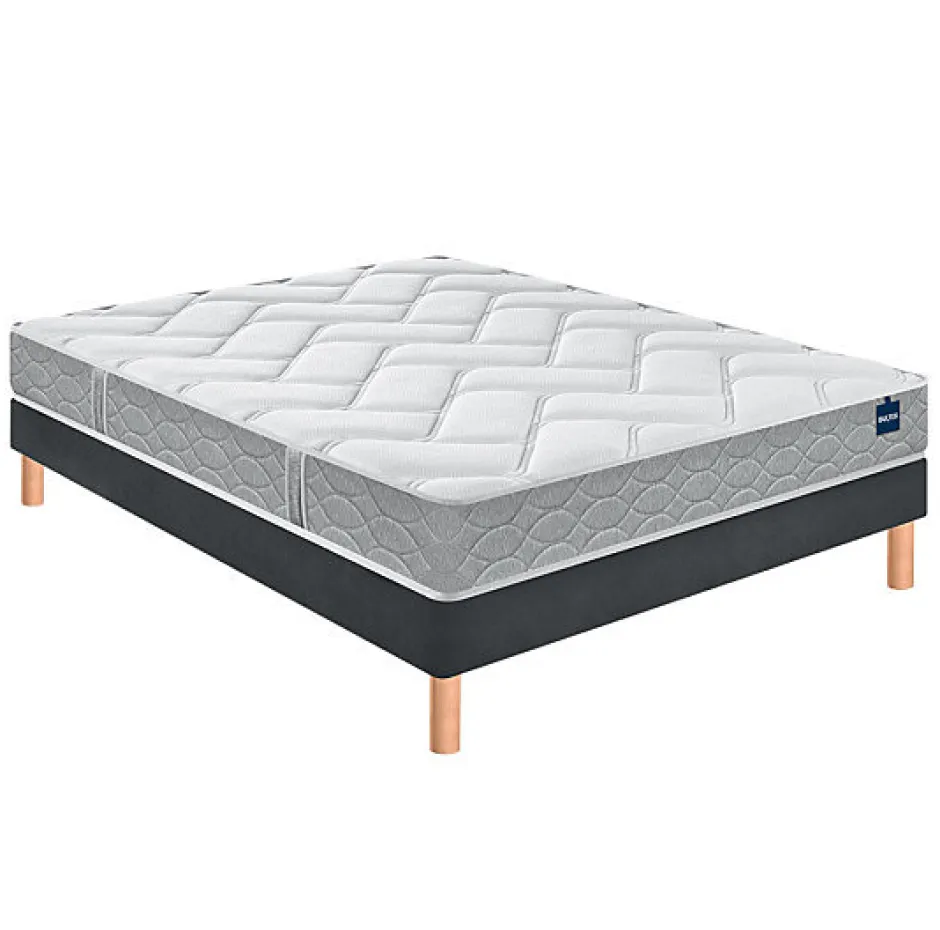 Bultex Ensemble BACK TO BASICS + Sommier POWER + pieds 90x190 Mousse Outlet