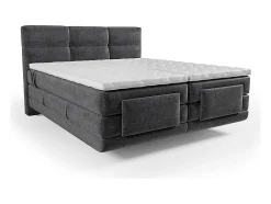 Vente-unique Ensemble complet boxspring tête de lit capitonnée + sommiers relaxation électrique + matelas + surmatelas - 2 x 80 x 200 cm -
