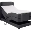 Vente-unique Ensemble complet boxspring tête de lit + sommiers relaxation électrique + matelas + surmatelas - 100 x 200 cm - Tissu - Anthracite