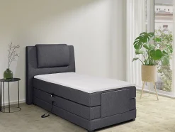 Vente-unique Ensemble complet boxspring tête de lit + sommiers relaxation électrique + matelas + surmatelas - 100 x 200 cm - Tissu - Anthracite