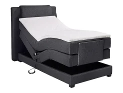 Vente-unique Ensemble complet boxspring tête de lit + sommiers relaxation électrique + matelas + surmatelas - 100 x 200 cm - Tissu - Anthracite