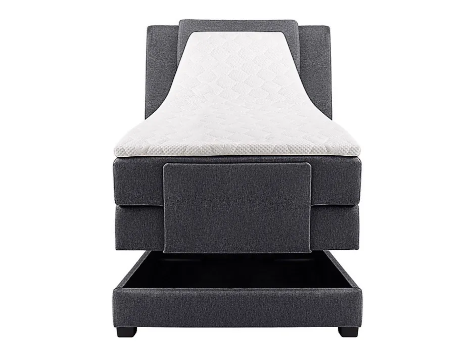 Vente-unique Ensemble complet boxspring tête de lit + sommiers relaxation électrique + matelas + surmatelas - 100 x 200 cm - Tissu - Anthracite