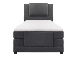 Vente-unique Ensemble complet boxspring tête de lit + sommiers relaxation électrique + matelas + surmatelas - 100 x 200 cm - Tissu - Anthracite