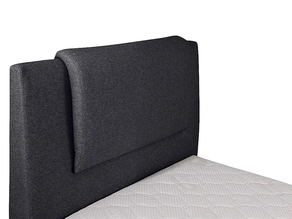 Vente-unique Ensemble complet boxspring tête de lit + sommiers relaxation électrique + matelas + surmatelas - 100 x 200 cm - Tissu - Anthracite