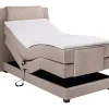 Vente-unique Ensemble complet boxspring tête de lit + sommiers relaxation électrique + matelas + surmatelas - 100 x 200 cm - Tissu - Beige -
