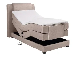 Vente-unique Ensemble complet boxspring tête de lit + sommiers relaxation électrique + matelas + surmatelas - 100 x 200 cm - Tissu - Beige -