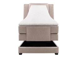 Vente-unique Ensemble complet boxspring tête de lit + sommiers relaxation électrique + matelas + surmatelas - 100 x 200 cm - Tissu - Beige -