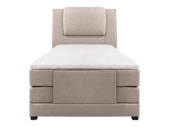 Vente-unique Ensemble complet boxspring tête de lit + sommiers relaxation électrique + matelas + surmatelas - 100 x 200 cm - Tissu - Beige -