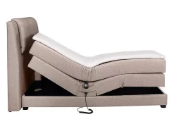Vente-unique Ensemble complet boxspring tête de lit + sommiers relaxation électrique + matelas + surmatelas - 100 x 200 cm - Tissu - Beige -