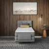 Vente-unique Ensemble complet boxspring tête de lit capitonnée + sommiers relaxation électrique + matelas + surmatelas - 100 x 200 cm - Tissu - Online