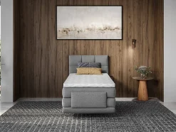 Vente-unique Ensemble complet boxspring tête de lit capitonnée + sommiers relaxation électrique + matelas + surmatelas - 100 x 200 cm - Tissu - Online
