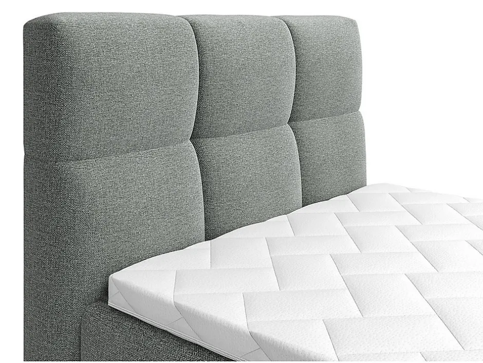 Vente-unique Ensemble complet boxspring tête de lit capitonnée + sommiers relaxation électrique + matelas + surmatelas - 100 x 200 cm - Tissu - Online