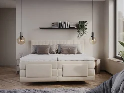 Vente-unique Ensemble complet boxspring tête de lit coutures verticales + sommiers relaxation électrique + matelas + surmatelas - 2 x 90 x 200 Clearance