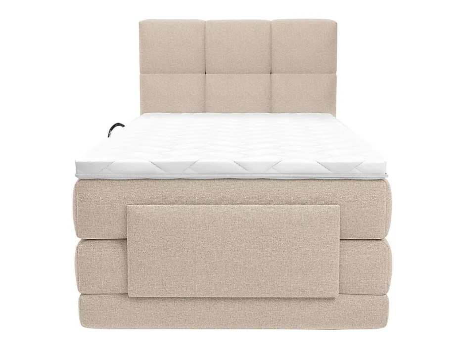 Vente-unique Ensemble complet boxspring tête de lit capitonnée + sommiers relaxation électrique + matelas + surmatelas - 100 x 200 cm - Tissu -