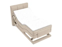 Vente-unique Ensemble complet boxspring tête de lit capitonnée + sommiers relaxation électrique + matelas + surmatelas - 100 x 200 cm - Tissu -