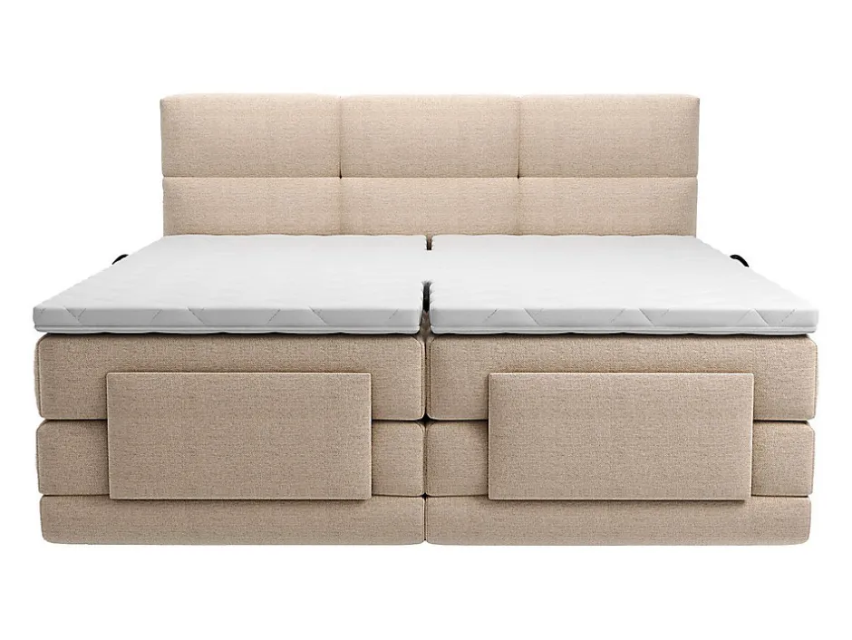 Vente-unique Ensemble complet boxspring tête de lit capitonnée + sommiers relaxation électrique + matelas + surmatelas - 2 x 80 x 200 cm -