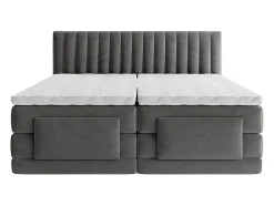 Vente-unique Ensemble complet boxspring tête de lit coutures verticales + sommiers relaxation électrique + matelas + surmatelas - 2 x 90 x 200