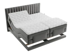 Vente-unique Ensemble complet boxspring tête de lit coutures verticales + sommiers relaxation électrique + matelas + surmatelas - 2 x 90 x 200