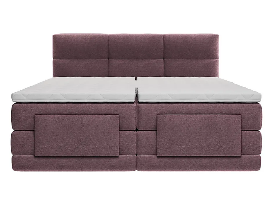 Vente-unique Ensemble complet boxspring tête de lit capitonnée + sommiers relaxation électrique + matelas + surmatelas - 2 x 90 x 200 cm -