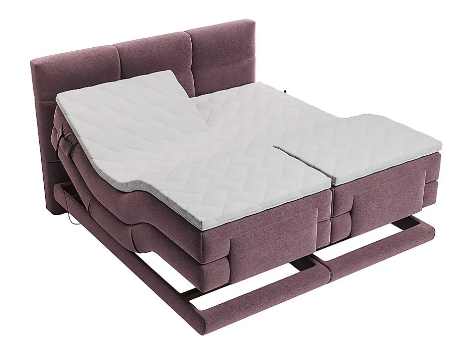 Vente-unique Ensemble complet boxspring tête de lit capitonnée + sommiers relaxation électrique + matelas + surmatelas - 2 x 90 x 200 cm -