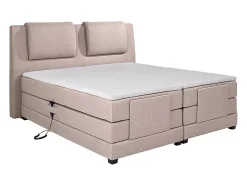 Vente-unique Ensemble complet boxspring tête de lit + sommiers relaxation électrique + matelas + surmatelas - 2 x 90 x 200 cm - Tissu - Beige Best