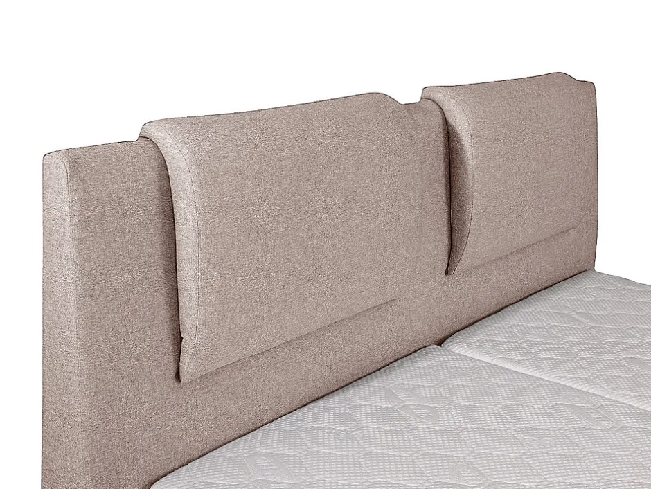 Vente-unique Ensemble complet boxspring tête de lit + sommiers relaxation électrique + matelas + surmatelas - 2 x 90 x 200 cm - Tissu - Beige Best