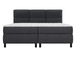 Vente-unique Ensemble complet boxspring tête de lit capitonnée + sommiers + matelas + surmatelas - 2 x 90 x 200 cm - Tissu - Anthracite - LODI